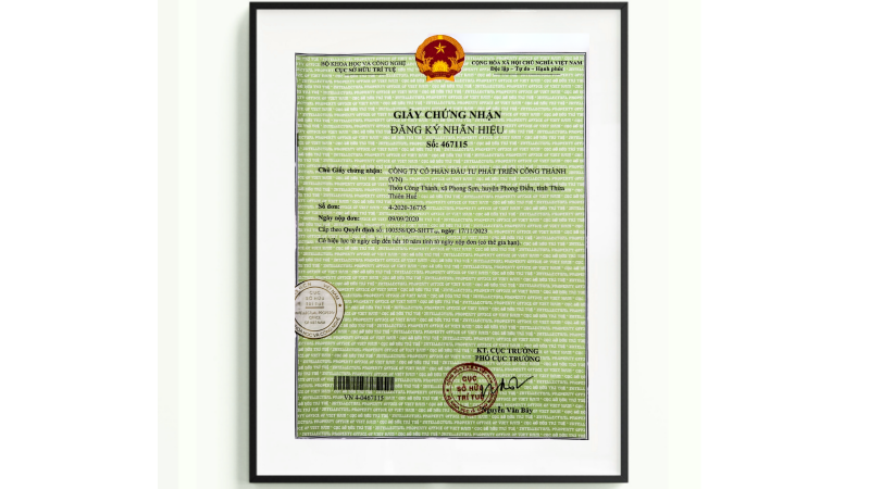 Chứng nhận đăng ký nhãn hiệu Tinh dầu Công Thành