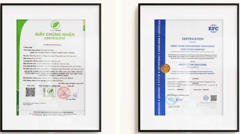 Chứng nhận VietGAP và HACCP vùng trông nguyên liệu NEO