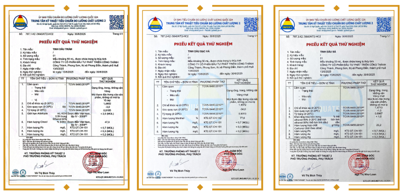 Kết quả kiệm nghiệm 3 loại loại tinh dầu thiên nhiên NEO